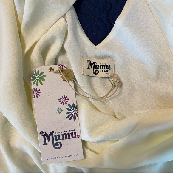 NWT Show Me Your Mumu Tiered Mini Cia Dress sz L cream butter yellow - Picture 7 of 12